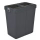 Відро для сміття подвійне 14+14л пластикове, з поворотною кришкою антрацит Відро для сміття подвійне 14+14л пластикове, з поворотною кришкою антрацит