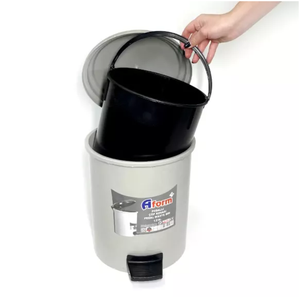 Контейнер для мусора круглый с педалью 30л, пластик, цвет серый Контейнер для мусора круглый с педалью 30л, пластик, цвет серый