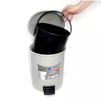 Контейнер для мусора круглый с педалью 30л, пластик, цвет серый