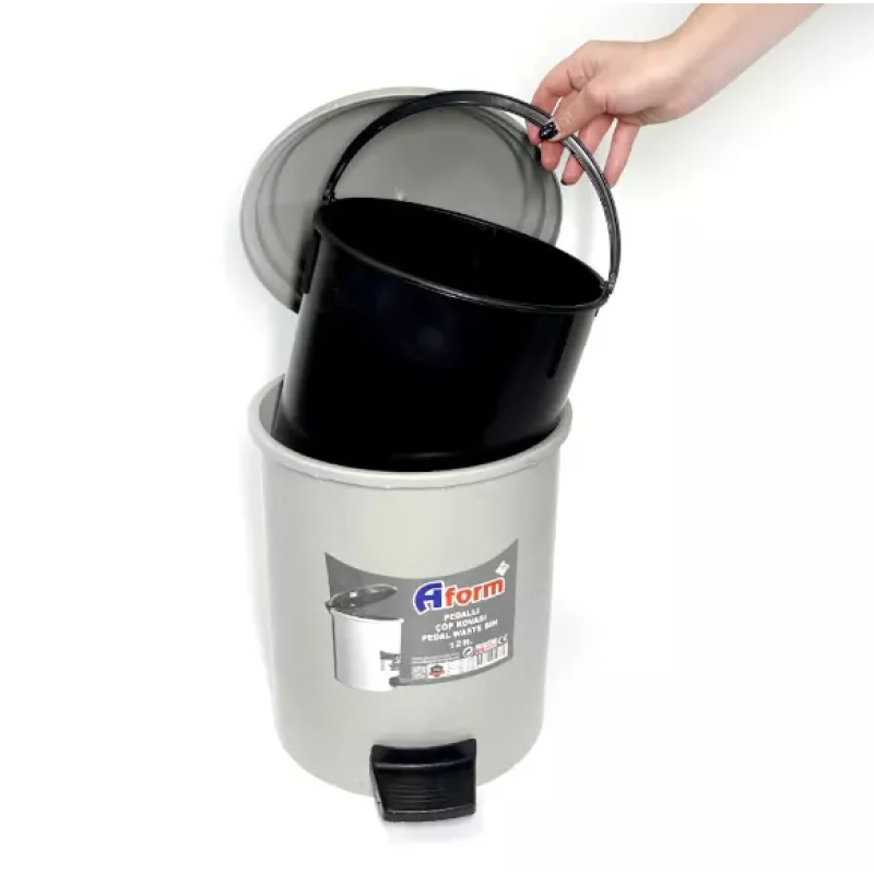 Контейнер для мусора круглый с педалью 30л, пластик, цвет серый