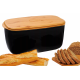 Хлебница черная с бамбуковой крышкой 23х42х21см Хлебница черная с бамбуковой крышкой 23х42х21см