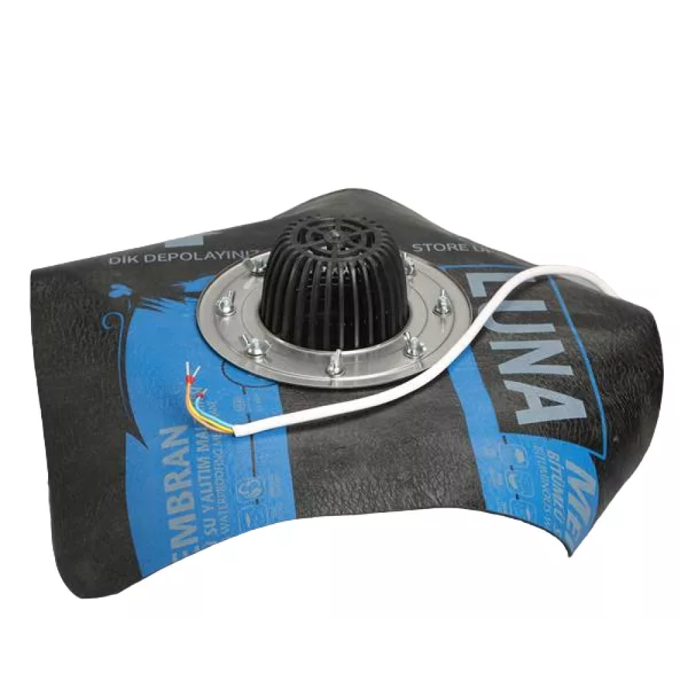 Воронка Кровельная SANSTORE 110/100мм с нержавеющим фланцем, с битумным фартуком, с термокабелем