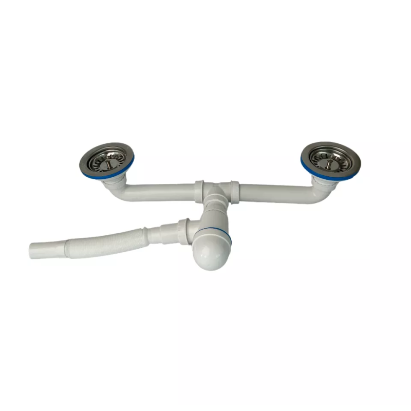 Сифон двойной 115мм диаметром, 32мм труба с переливом