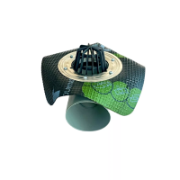 5021 Funnel drain with horizontal outlet 100mm, stainless steel flange and leaf catcher 5021 Funnel drain with horizontal outlet 100mm, stainless steel flange and leaf catcher