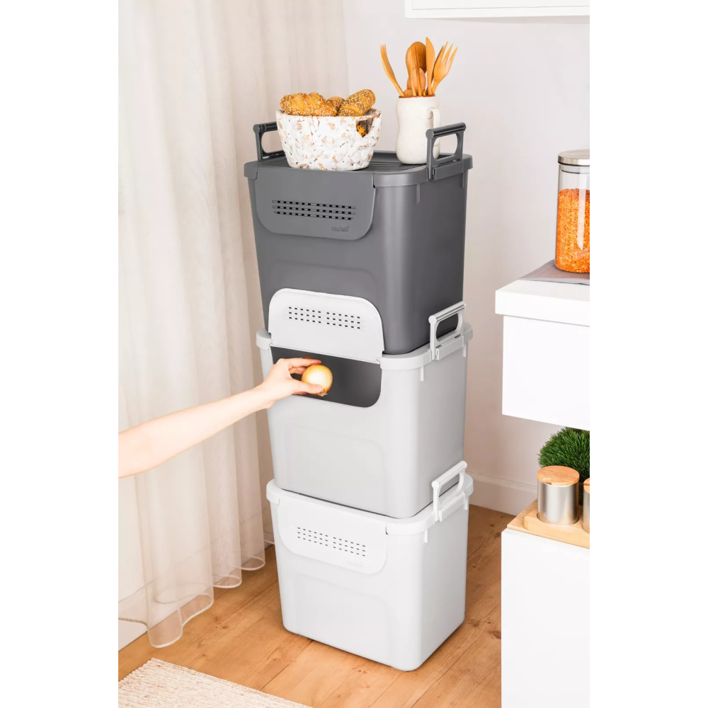 Органайзер с крышкой на 30л. универсальный пластиковый антрацит. Органайзер с крышкой на 30л. универсальный пластиковый антрацит.