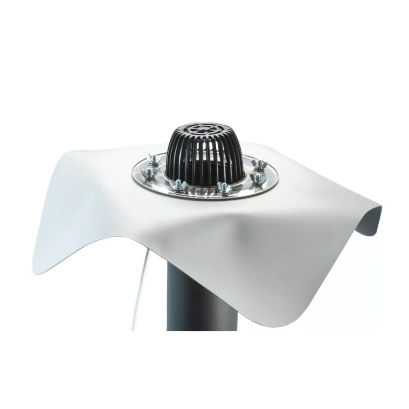 Воронка Кровельная SANSTORE 110/100мм с нержавеющим фланцем, с ПВХ фартуком, с термокабелем