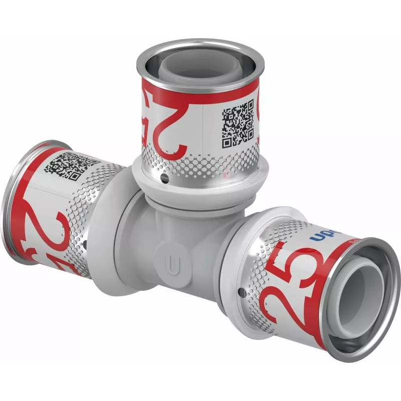 Тройник Uponor S-Press PLUS ровный латунный 25-25-25