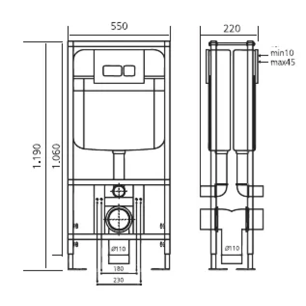 0028 Установка NKP для унитаза двухсторонняя, двойная рама 0028 Установка NKP для унитаза двухсторонняя, двойная рама