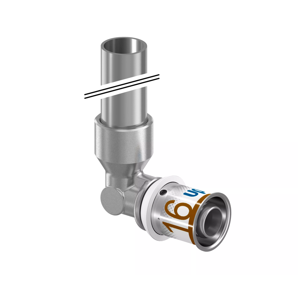 Колено с хромированной трубкой Uponor S-Press PLUS plated 16-15CU l=350mm