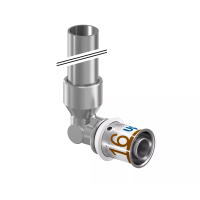 Колено с хромированной трубкой Uponor S-Press PLUS plated 16-15CU l=350mm