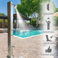 4957 Душова система для басейну та пляжу, з верхнім душем та краном для миття ніг, 15х15х210см 4957 Душова система для басейну та пляжу, з верхнім душем та краном для миття ніг, 15х15х210см