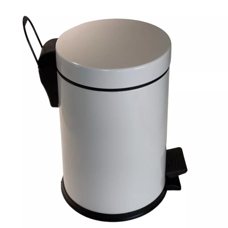 Відро для сміття з педаллю 12 л з нержавіючої сталі компактне біле 35см висота, діаметр 25см