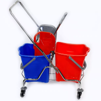 Тележка для уборки с отжимом хромированная Тележка для уборки с отжимом хромированная