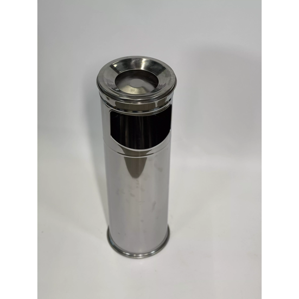Урна-попільниця циліндрична з нерж.сталі, діаметр 19 см, висота 60 см