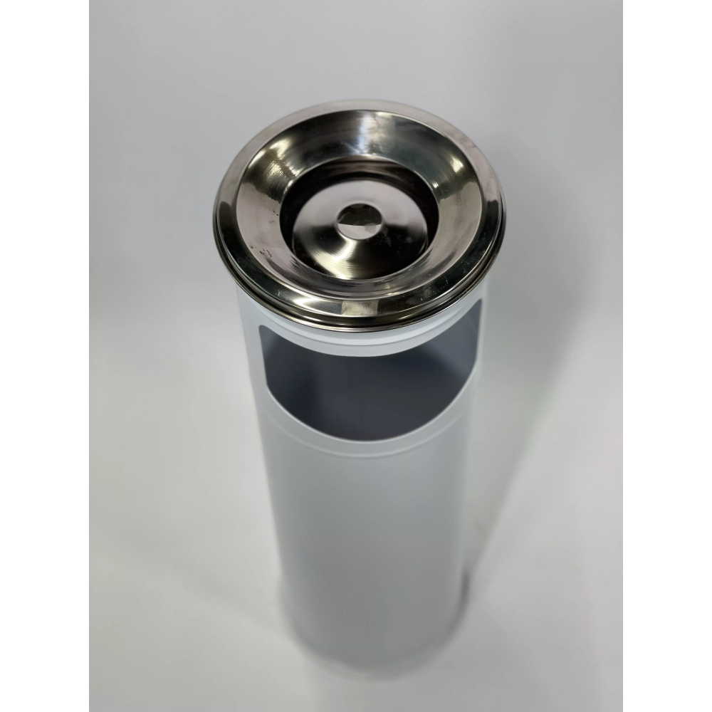 Урна-попільниця циліндрична з нерж.сталі, діаметр 19см, висота 60см, колір білий