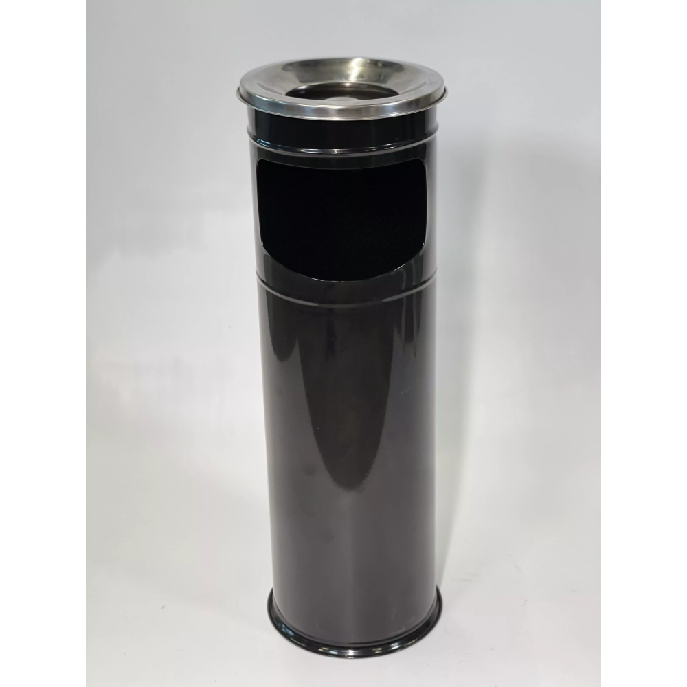 Урна-попільниця циліндрична з нерж.сталі, діаметр 19 см, висота 60 см, колір чорний