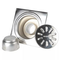 Трап з нержавіючої сталі 10х10см, вертикальний, D50 Трап з нержавіючої сталі 10х10см, вертикальний, D50