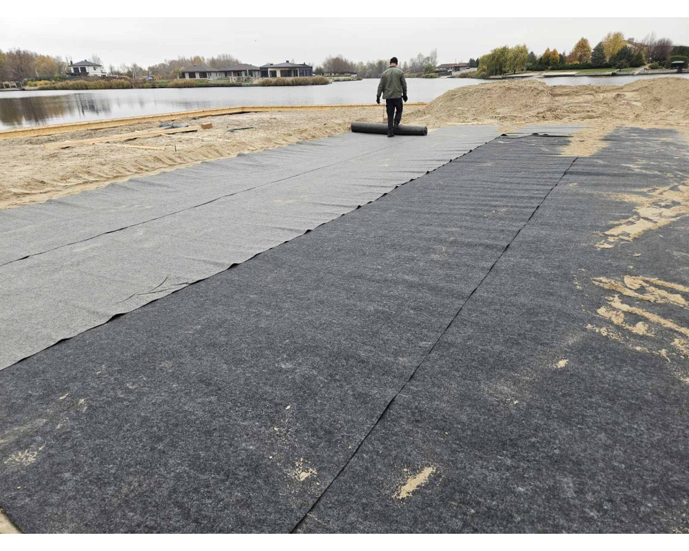 Delivery of heat-set geotextile Santex Geo TRGP GRAY 300 g/m² - Osokorky, 3rd gateway