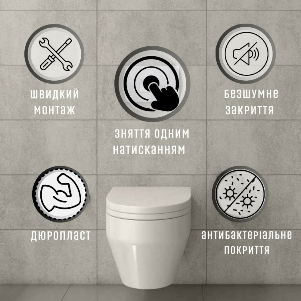 Сиденье для унитаза из дюропласта с крышкой с микролифтом Neva 0407, Крышка для унитаза усиленный материал Сиденье для унитаза из дюропласта с крышкой с микролифтом Neva 0407, Крышка для унитаза усиленный материал