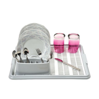 Пластиковая настольная сушилка для посуды с поддоном для сбора воды