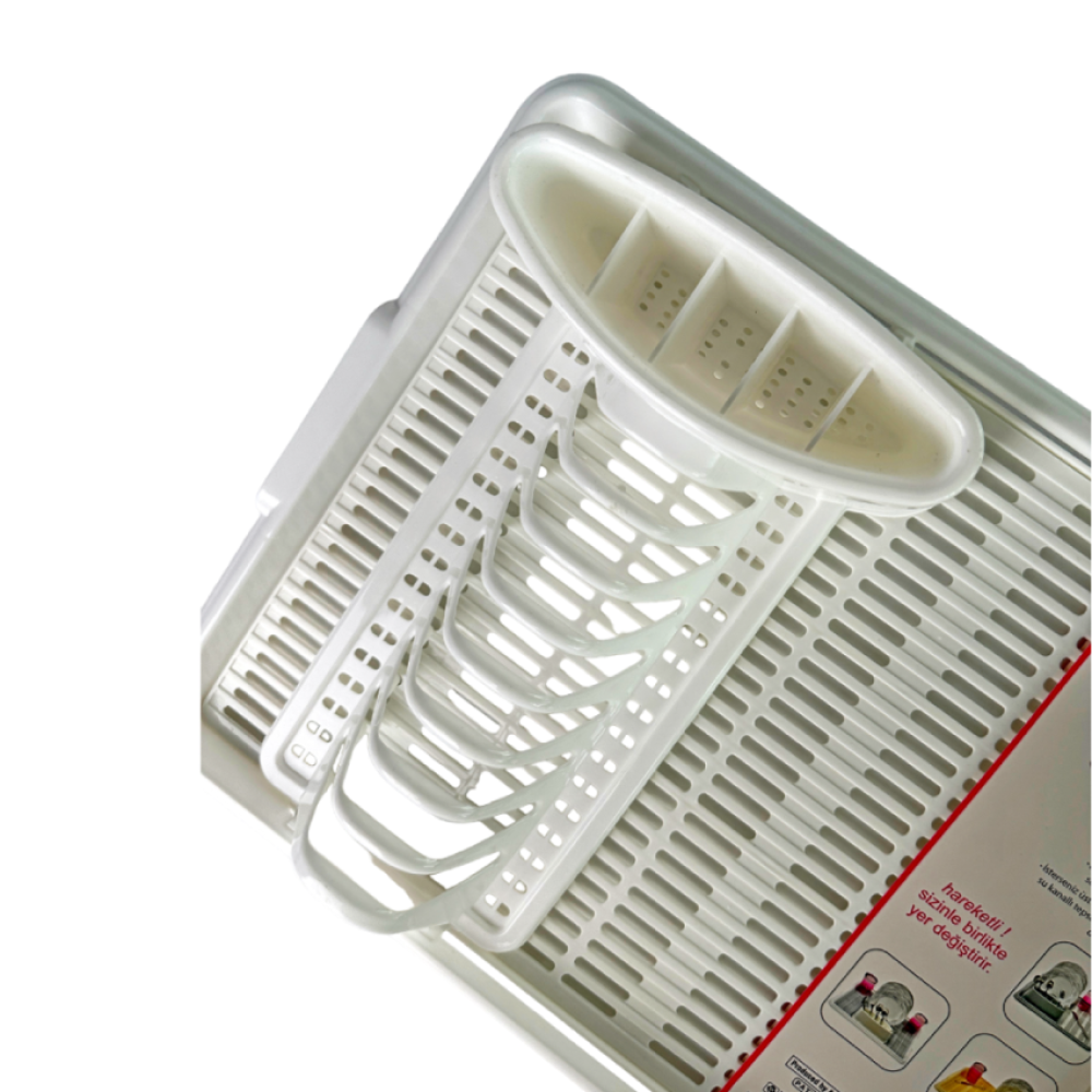 Пластиковая настольная сушилка для посуды с поддоном для сбора воды Пластиковая настольная сушилка для посуды с поддоном для сбора воды