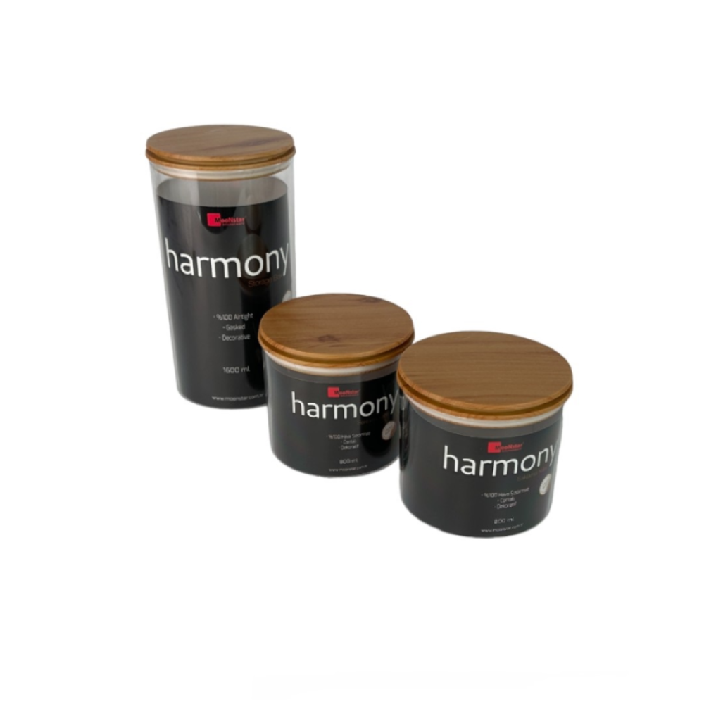 Набор акриловых контейнеров Harmony (3шт) круглых с бамбуковой крышкой, 2шт по 0,8л, 1шт - 1,6л Набор акриловых контейнеров Harmony (3шт) круглых с бамбуковой крышкой, 2шт по 0,8л, 1шт - 1,6л