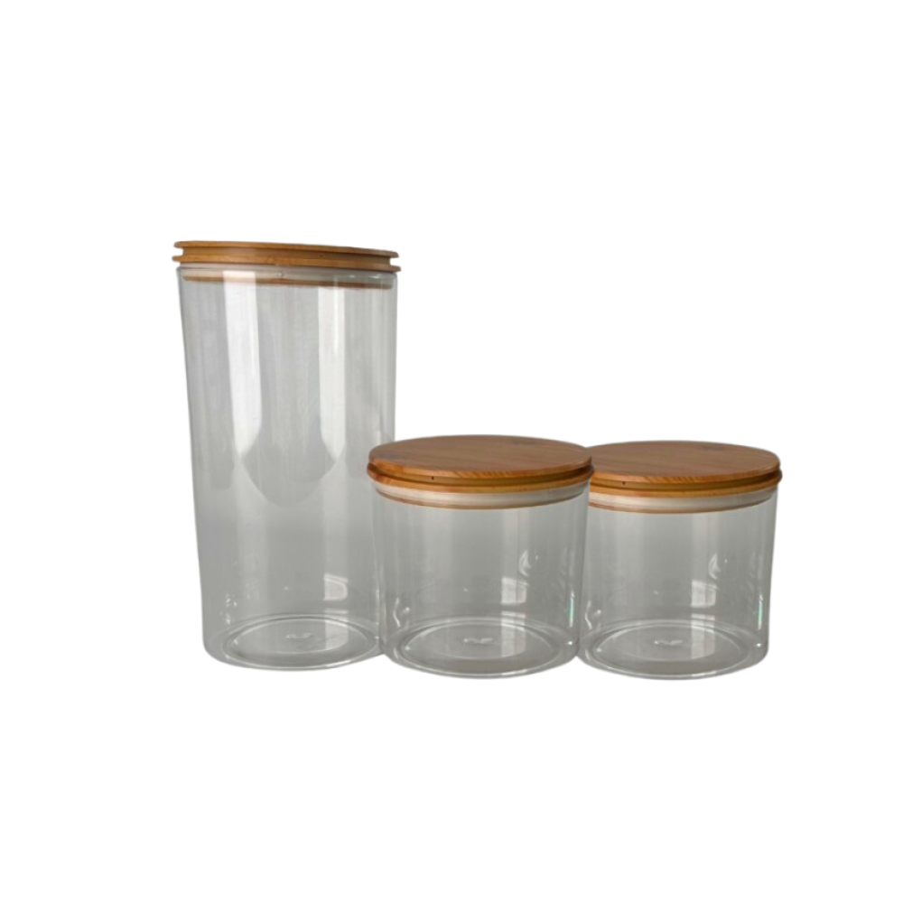 Набор акриловых контейнеров Harmony (3шт) круглых с бамбуковой крышкой, 2шт по 0,8л, 1шт - 1,6л Набор акриловых контейнеров Harmony (3шт) круглых с бамбуковой крышкой, 2шт по 0,8л, 1шт - 1,6л