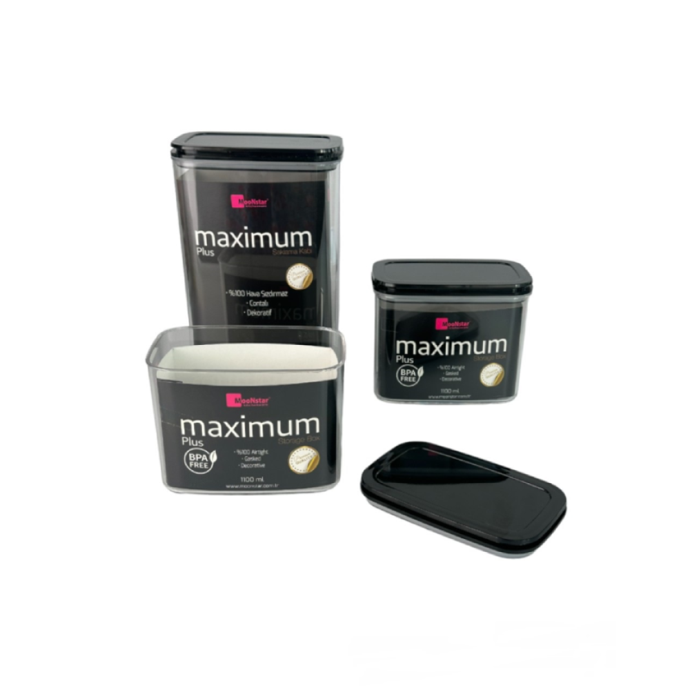 Набор акриловых контейнеров Max Plus 3шт с крышкой черного цвета (1,1л + 2,25л + 1,1л) Набор акриловых контейнеров Max Plus 3шт с крышкой черного цвета (1,1л + 2,25л + 1,1л)