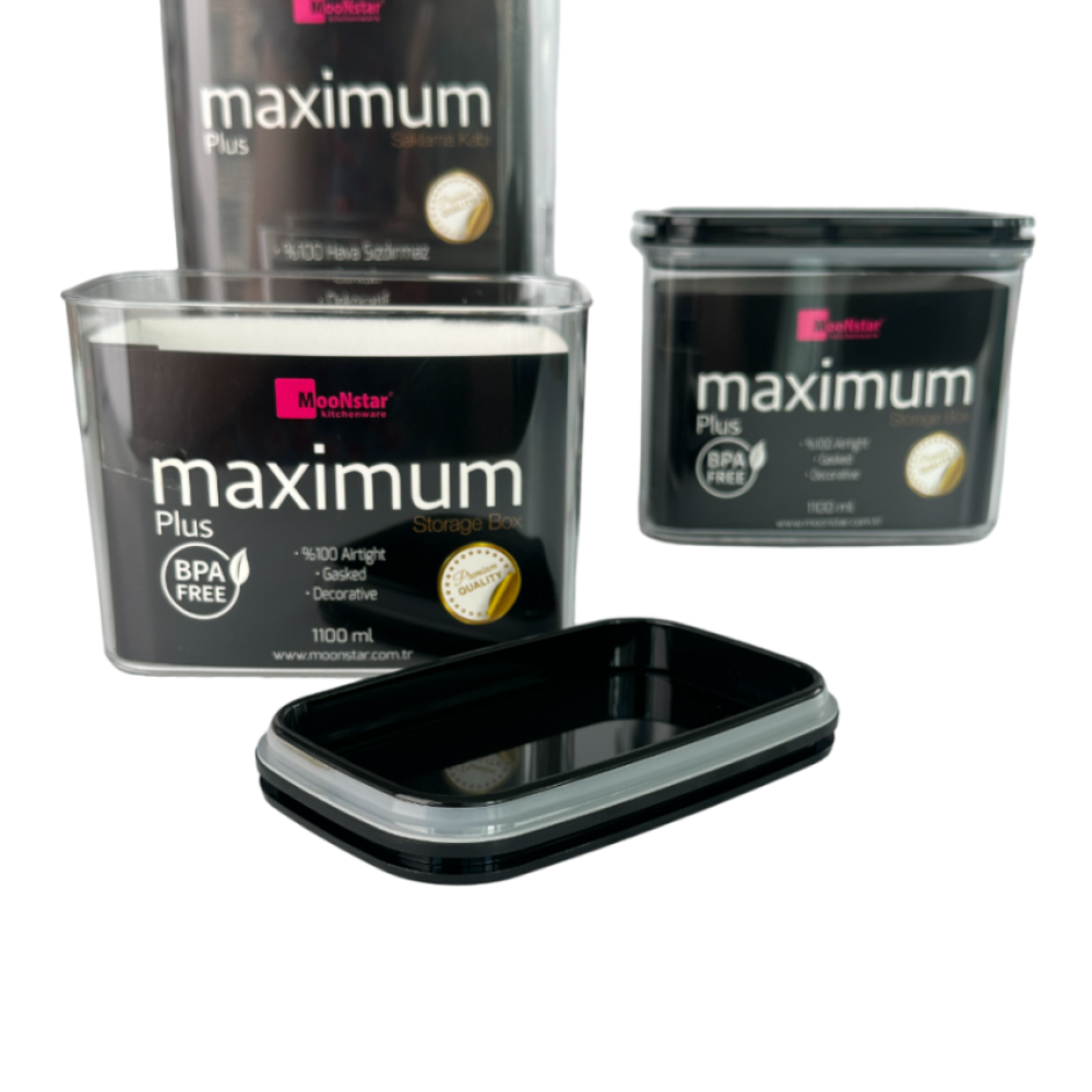 Набор акриловых контейнеров Max Plus 3шт с крышкой черного цвета (1,1л + 2,25л + 1,1л) Набор акриловых контейнеров Max Plus 3шт с крышкой черного цвета (1,1л + 2,25л + 1,1л)