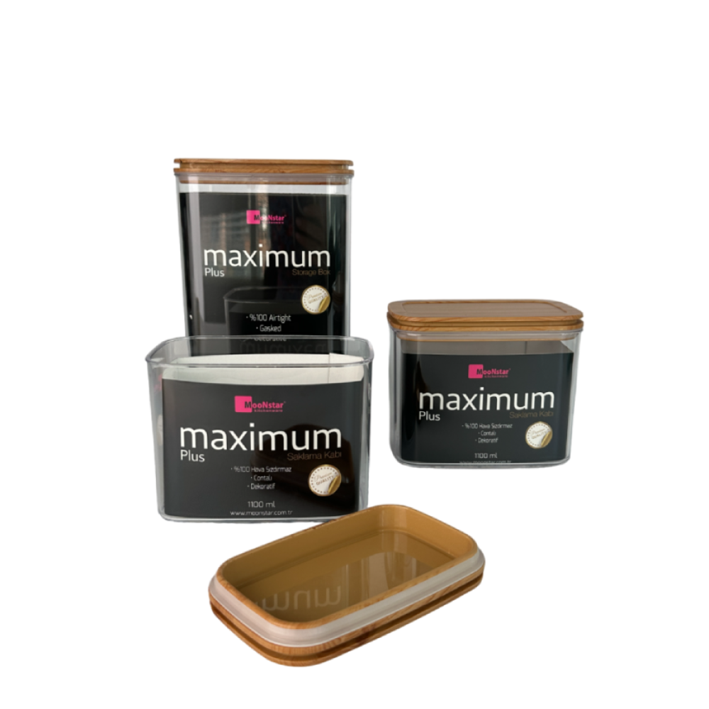 Набор акриловых контейнеров Max Plus 3шт с бамбуковой крышкой (1,1л + 2,25л + 1,1л) Набор акриловых контейнеров Max Plus 3шт с бамбуковой крышкой (1,1л + 2,25л + 1,1л)