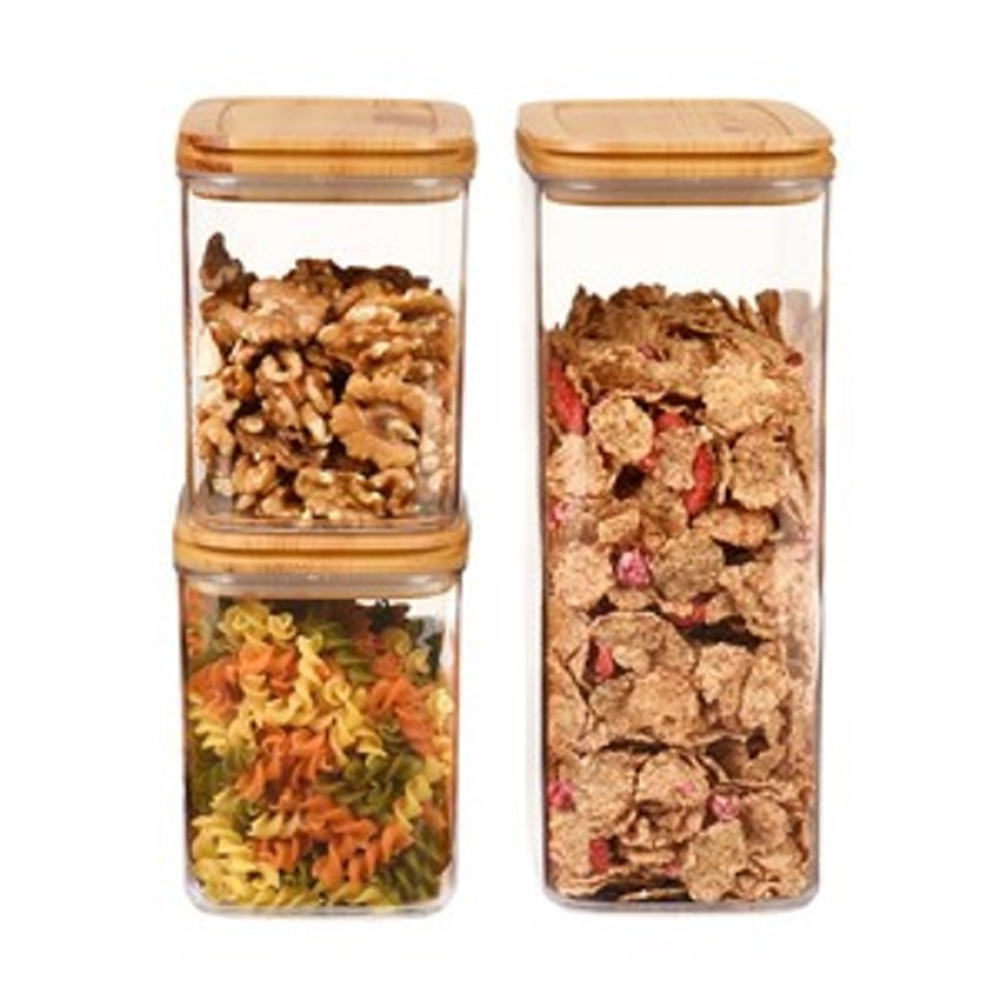 Набор акриловых контейнеров Max Plus 3шт с бамбуковой крышкой (1,1л + 2,25л + 1,1л) Набор акриловых контейнеров Max Plus 3шт с бамбуковой крышкой (1,1л + 2,25л + 1,1л)