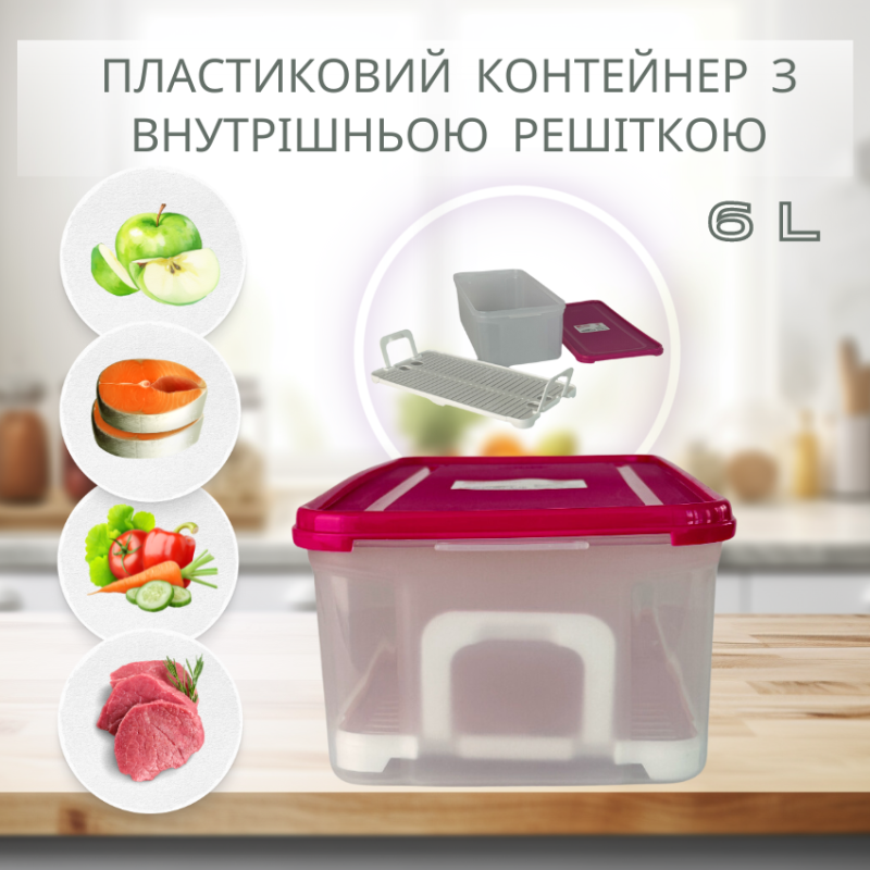 Контейнер пластиковый на два горизонтальных отделения 6л