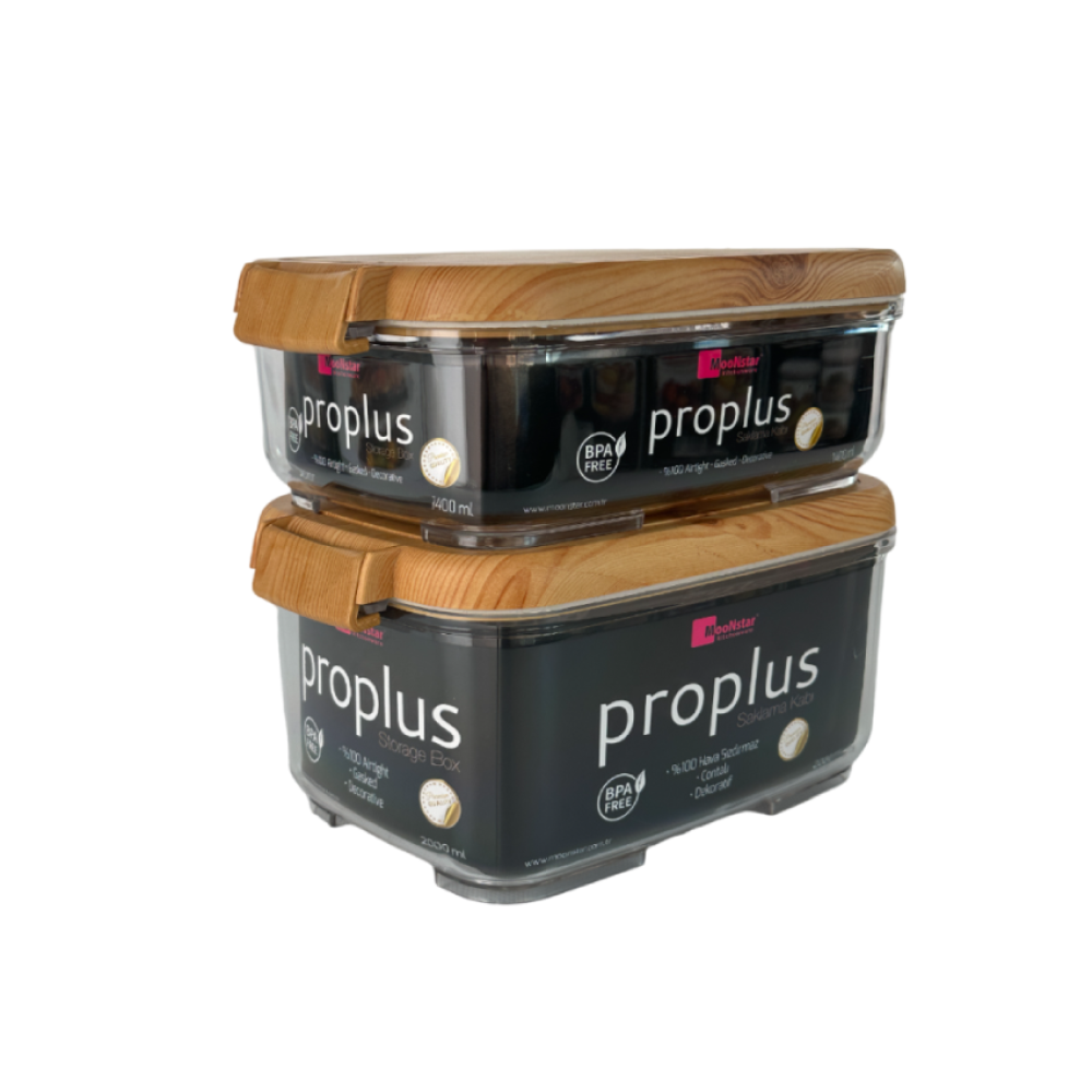 Набор акриловых контейнеров ProPlus 2шт прямоугольной формы с бамбуковой крышкой на 1,4л и 2л Набор акриловых контейнеров ProPlus 2шт прямоугольной формы с бамбуковой крышкой на 1,4л и 2л