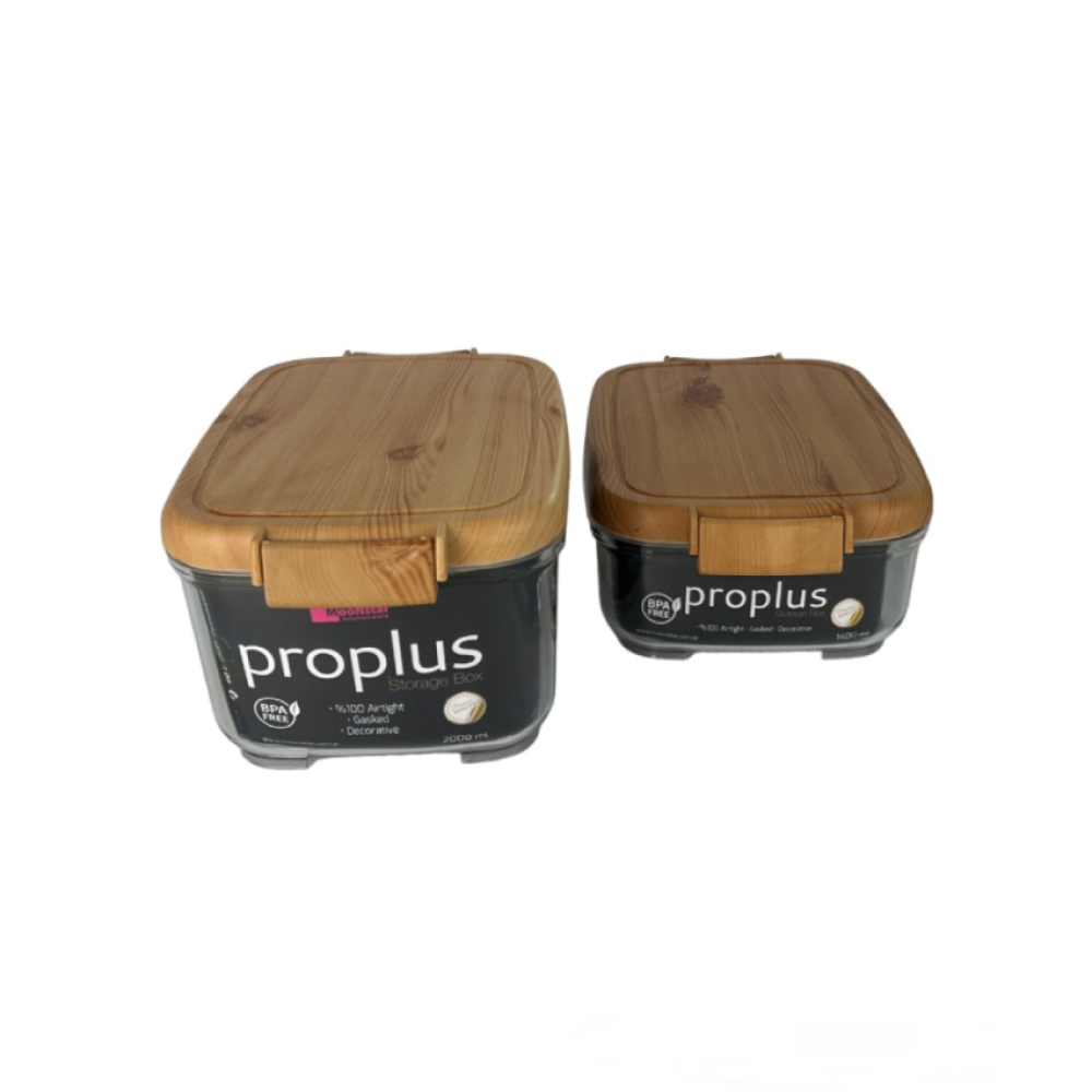 Набор акриловых контейнеров ProPlus 2шт прямоугольной формы с бамбуковой крышкой на 1,4л и 2л Набор акриловых контейнеров ProPlus 2шт прямоугольной формы с бамбуковой крышкой на 1,4л и 2л