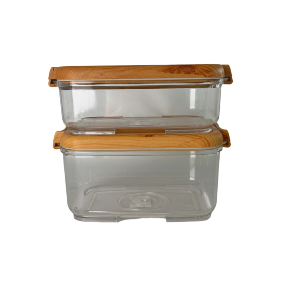 Набор акриловых контейнеров ProPlus 2шт прямоугольной формы с бамбуковой крышкой на 1,4л и 2л Набор акриловых контейнеров ProPlus 2шт прямоугольной формы с бамбуковой крышкой на 1,4л и 2л