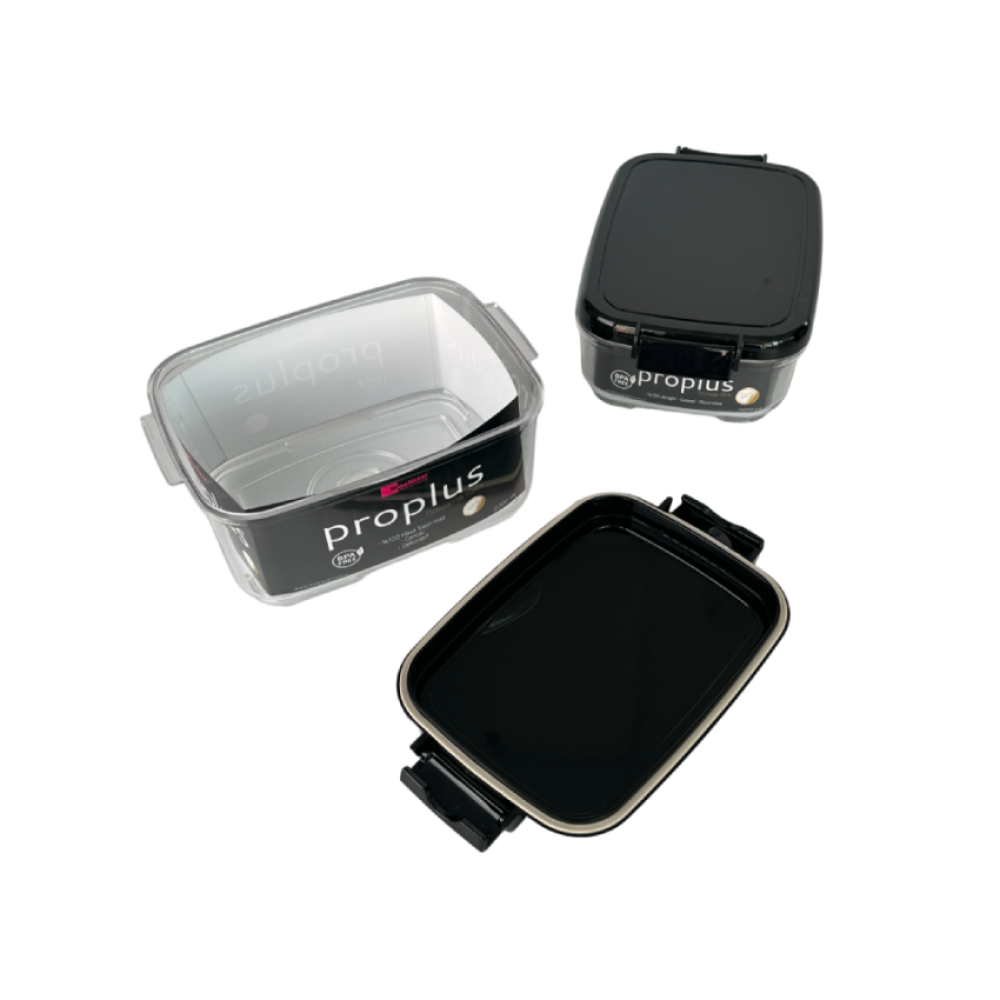 Набір контейнерів акрилових ProPlus (2шт) прямокутної форми з чорною кришкою на 1,4л і 2л Набір контейнерів акрилових ProPlus (2шт) прямокутної форми з чорною кришкою на 1,4л і 2л