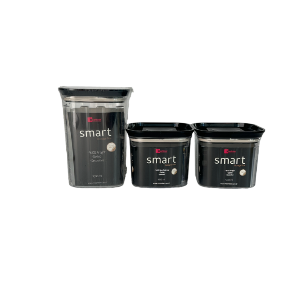 Набор акриловых контейнеров Smart 3шт с крышкой черного цвета (0,5л + 0,5л + 1л) Набор акриловых контейнеров Smart 3шт с крышкой черного цвета (0,5л + 0,5л + 1л)