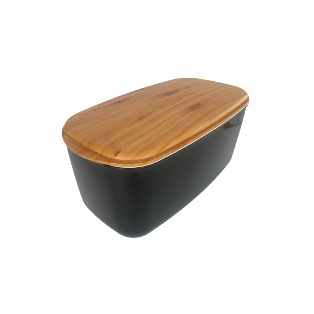 Хлебница черная с бамбуковой крышкой 23х42х21см Хлебница черная с бамбуковой крышкой 23х42х21см