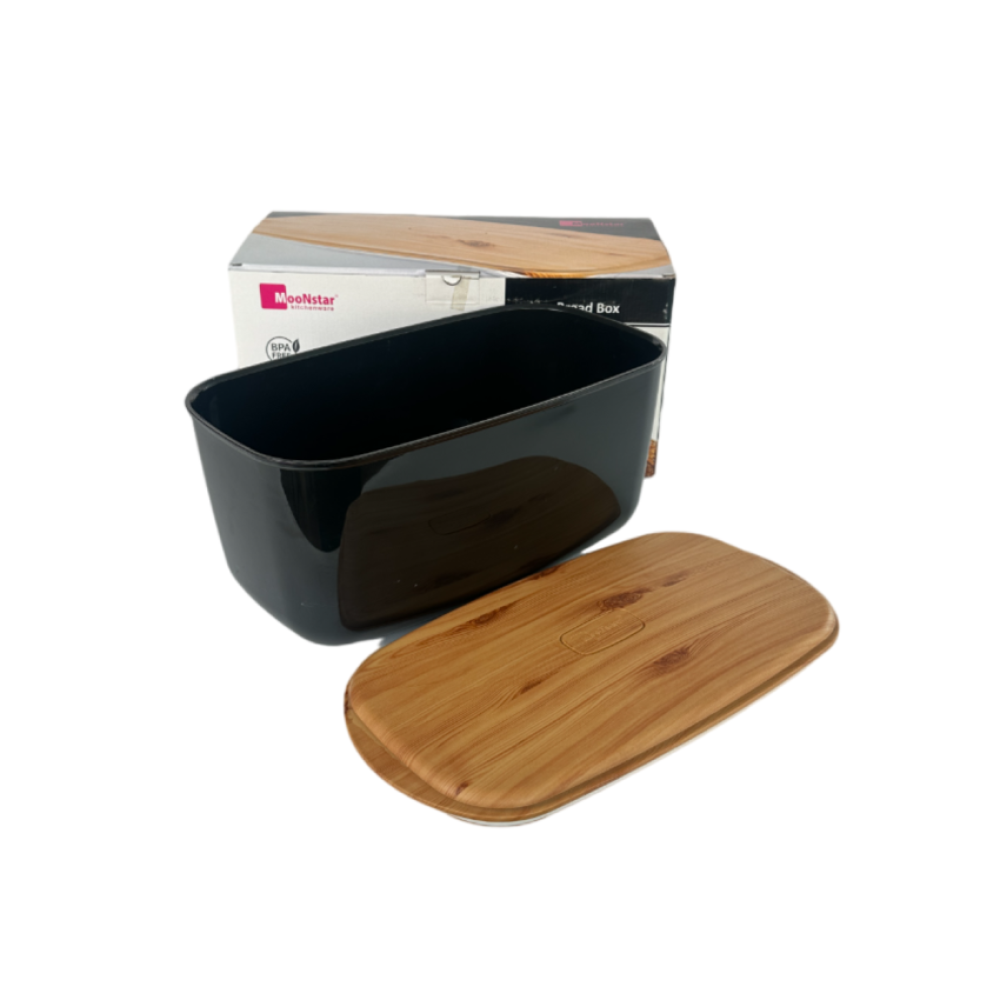 Хлебница черная с бамбуковой крышкой 23х42х21см Хлебница черная с бамбуковой крышкой 23х42х21см