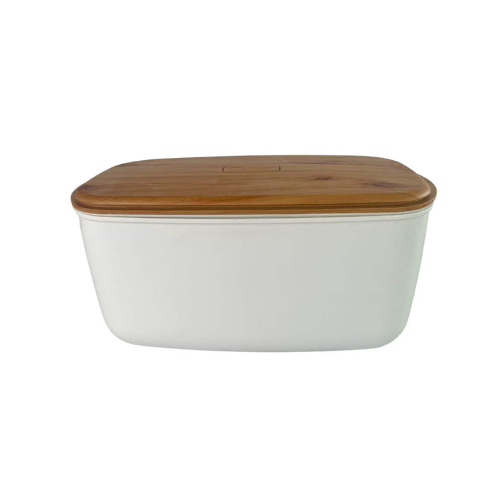 Хлібниця біла з бамбуковою кришкою 23х42х21см Хлібниця біла з бамбуковою кришкою 23х42х21см