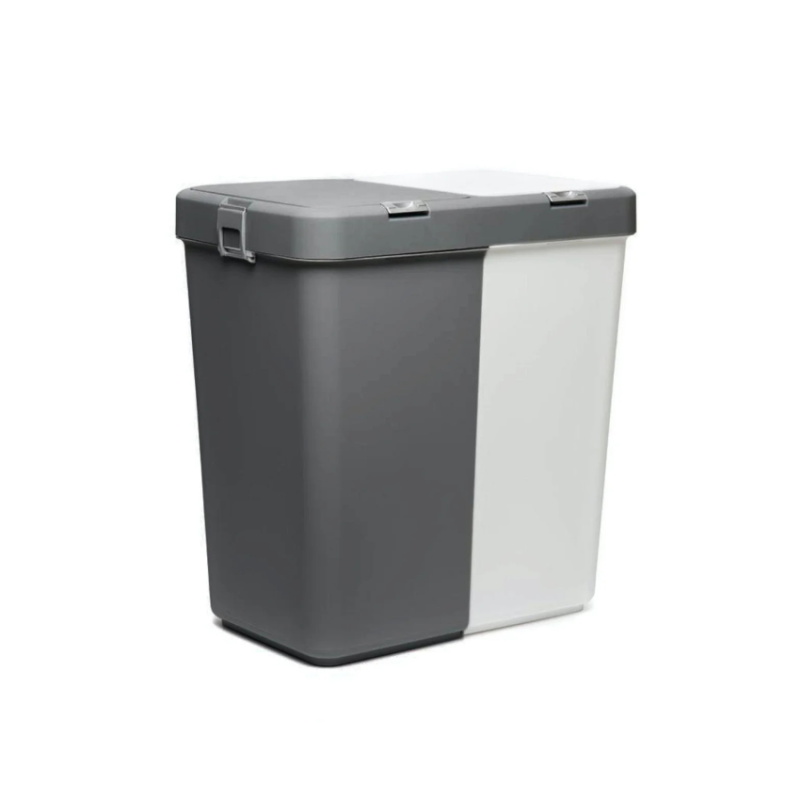 Корзина для белья двойная 40+40л, корзина для сортировки грязного белья 40+40л