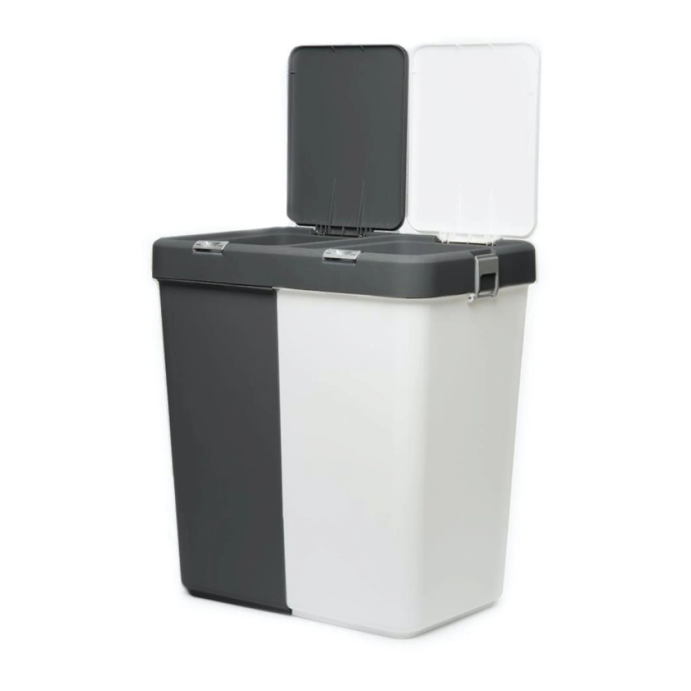 Кошик для білизни подвійний 40+40л, корзина для сортування брудної білизни 40+40л Кошик для білизни подвійний 40+40л, корзина для сортування брудної білизни 40+40л