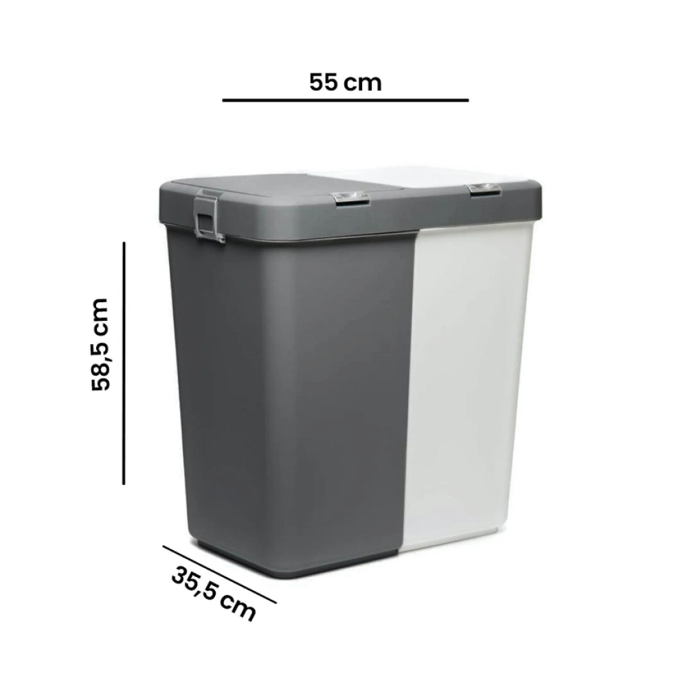 Кошик для білизни подвійний 40+40л, корзина для сортування брудної білизни 40+40л Кошик для білизни подвійний 40+40л, корзина для сортування брудної білизни 40+40л