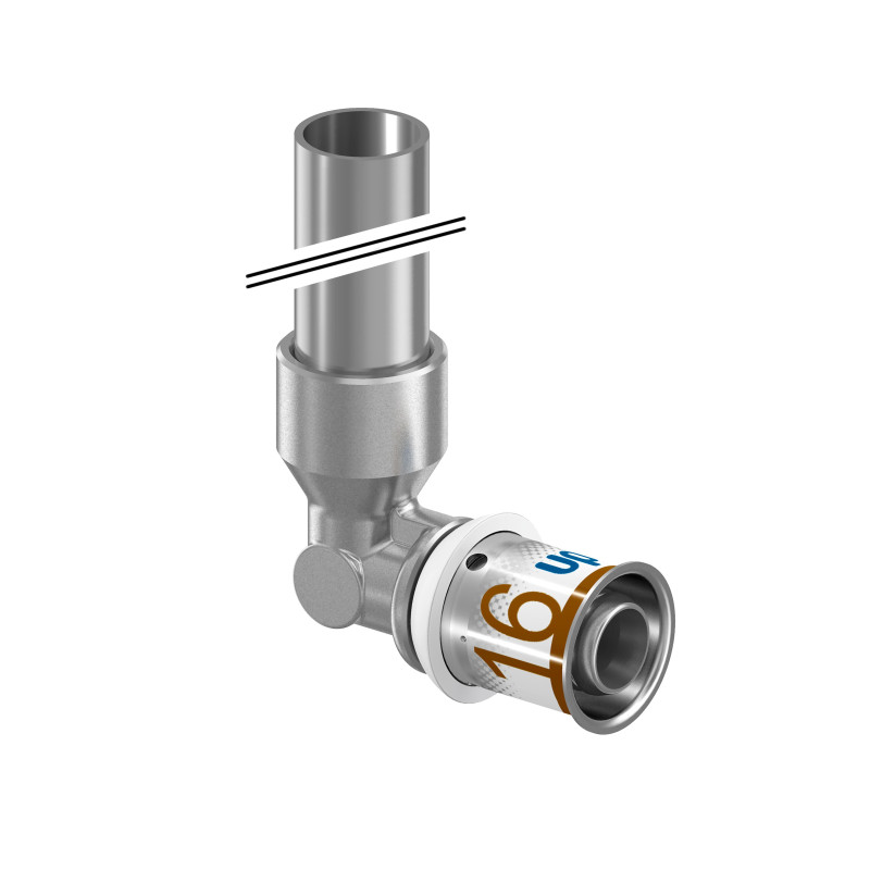 Коліно з хромованою трубкою Uponor S-Press PLUS plated 16-15CU l=350mm
