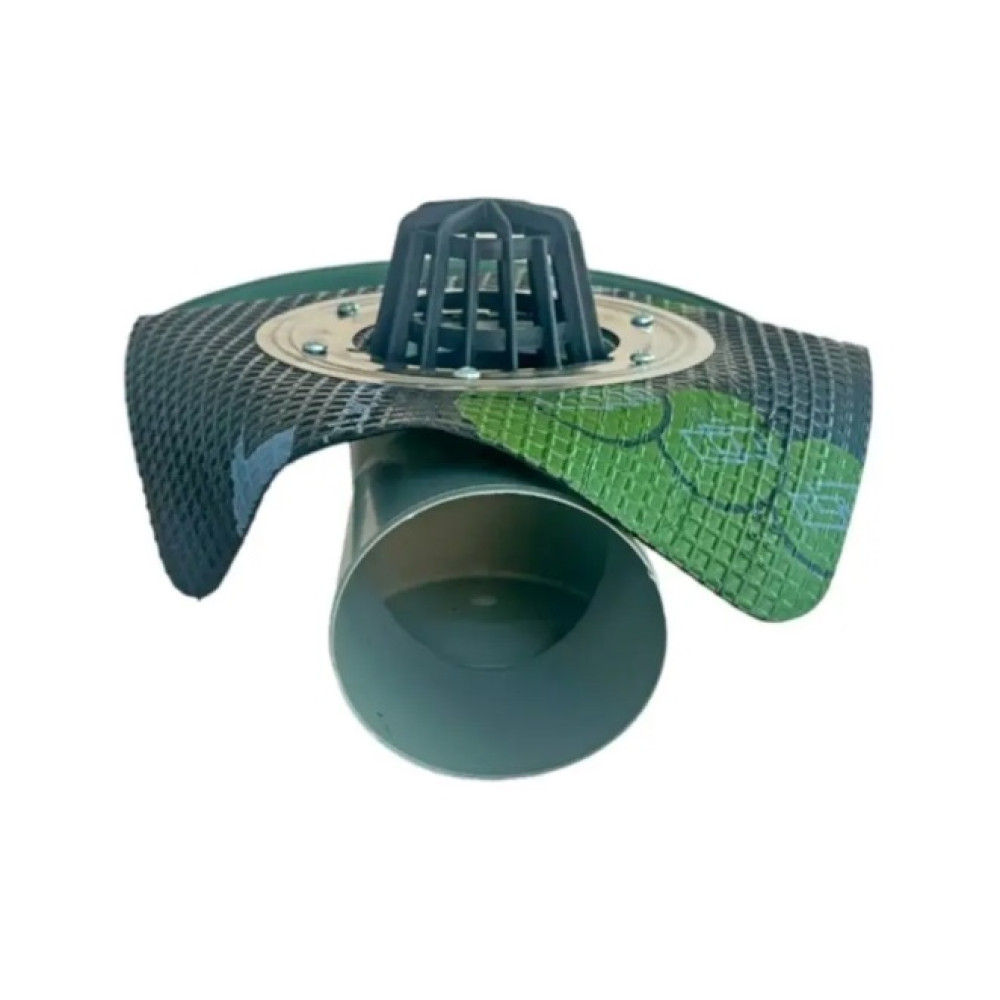 5021 Трап-воронка с горизонтальным выходом 100мм, нержавеющим фланцем и листоуловителем 5021 Трап-воронка с горизонтальным выходом 100мм, нержавеющим фланцем и листоуловителем