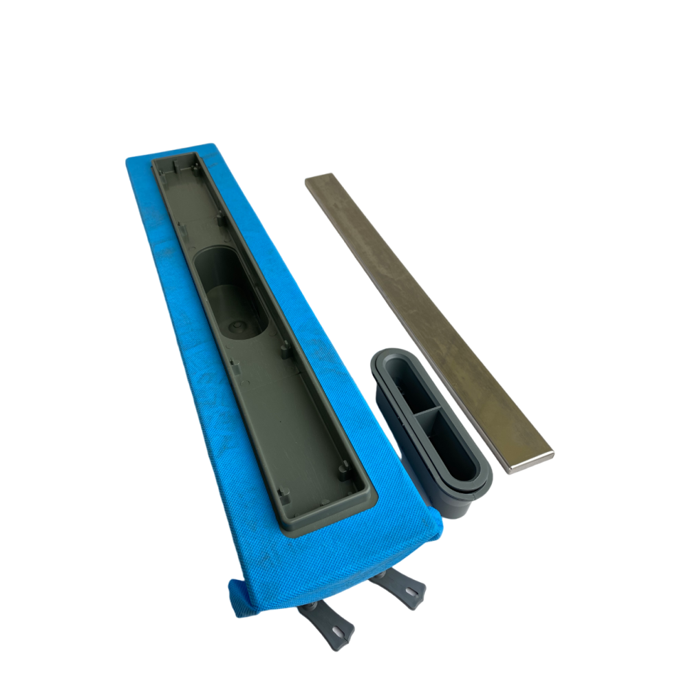 Душевой канал вертикальный выходом на 50мм трубу с горизонтальним фланцем, решетка "Под Плитку" 60 см, Душевой трап с двойным гидрозатвором Душевой канал вертикальный выходом на 50мм трубу с горизонтальним фланцем, решетка "Под Плитку" 60 см, Душевой трап с двойным гидрозатвором