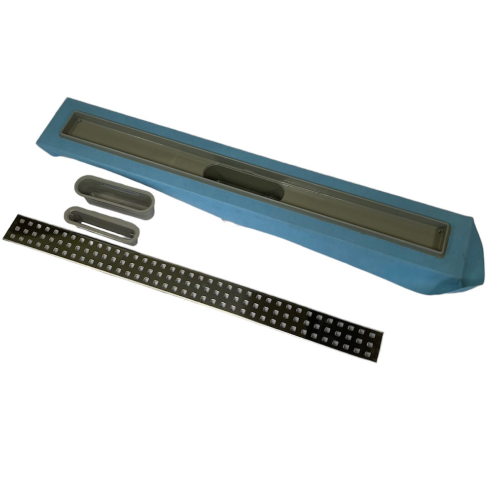 Душовий канал з горизонтальним фланцем, решітка "Квадрат" 80 см, Трап для душу з подвійним гідрозатворів Душовий канал з горизонтальним фланцем, решітка "Квадрат" 80 см, Трап для душу з подвійним гідрозатворів