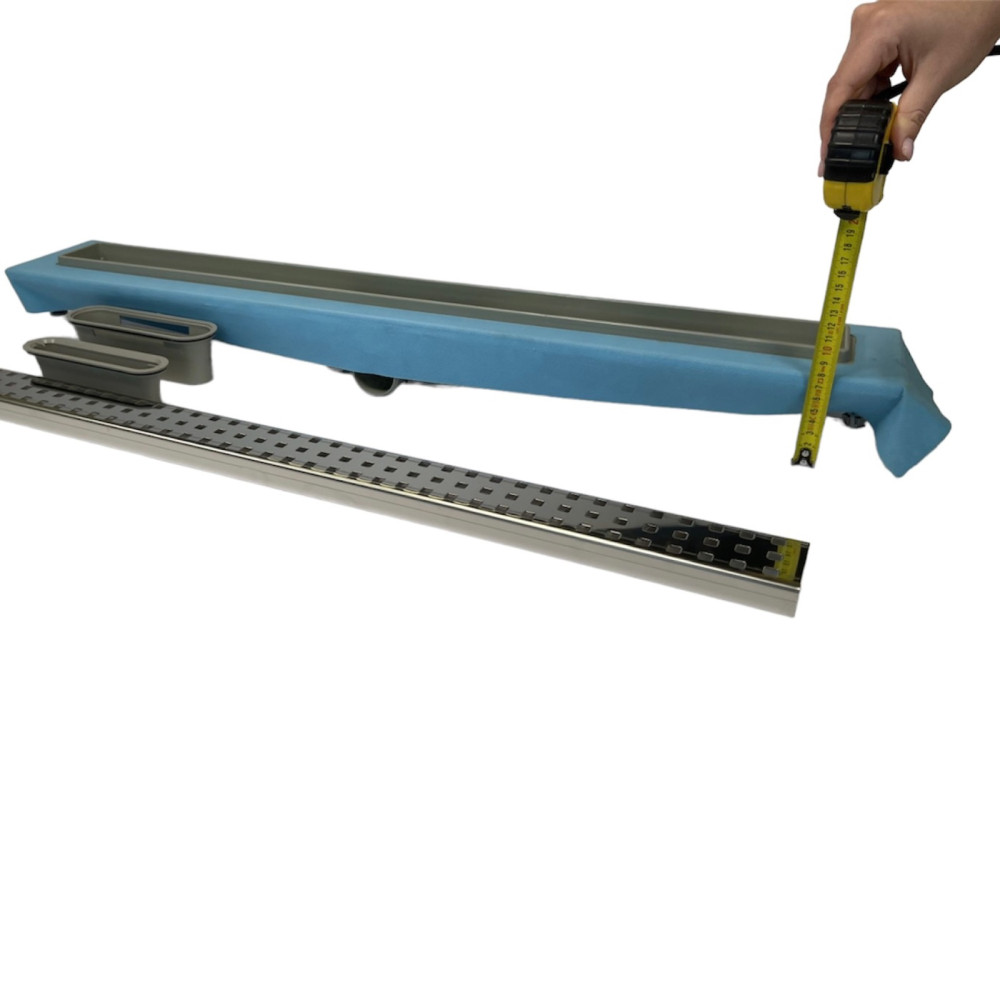 Душовий канал з горизонтальним фланцем, решітка "Квадрат" 80 см, Трап для душу з подвійним гідрозатворів Душовий канал з горизонтальним фланцем, решітка "Квадрат" 80 см, Трап для душу з подвійним гідрозатворів