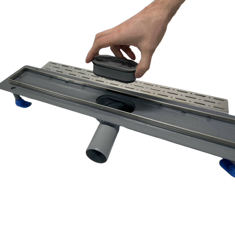 Сливной трап для душа с горизонтальным выходом, 40см, Душевой канал с сухим затвором, поворотным сифоном Сливной трап для душа с горизонтальным выходом, 40см, Душевой канал с сухим затвором, поворотным сифоном