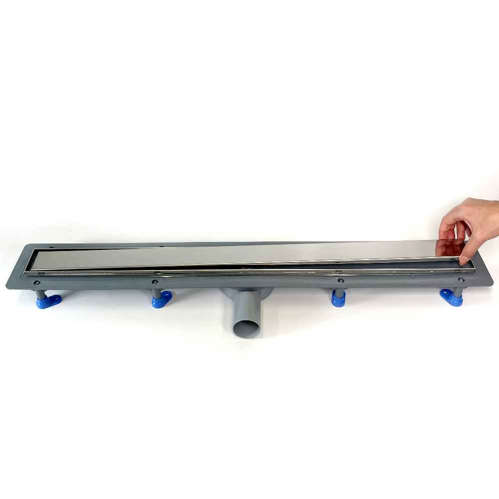 Сливной трап для душа с поворотным сифоном 360, решетка "ПОД ПЛИТКУ" 80 см, нержавеющая кромка Сливной трап для душа с поворотным сифоном 360, решетка "ПОД ПЛИТКУ" 80 см, нержавеющая кромка